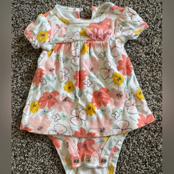 Child of Mine Baby Girl Pink and Yellow Floral Dress Size Newborn - Picture 2 of 3